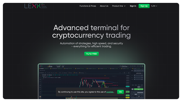 Кейс Криптовалютная автоматизированная торговая платформа: скриншот сайта, экран 1 из 8