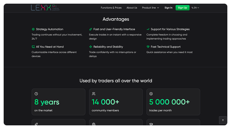 Кейс Криптовалютная автоматизированная торговая платформа: скриншот сайта, экран 4 из 8
