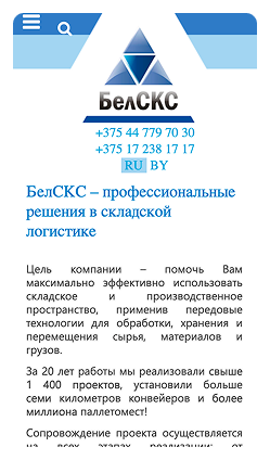 Кейс Компания БелСКС: скриншот сайта, экран 2 из 8