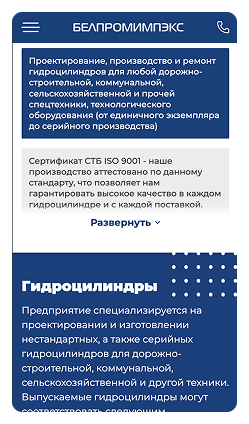 Кейс ОАО «Белпромимпэкс»: скриншот сайта, экран 4 из 10